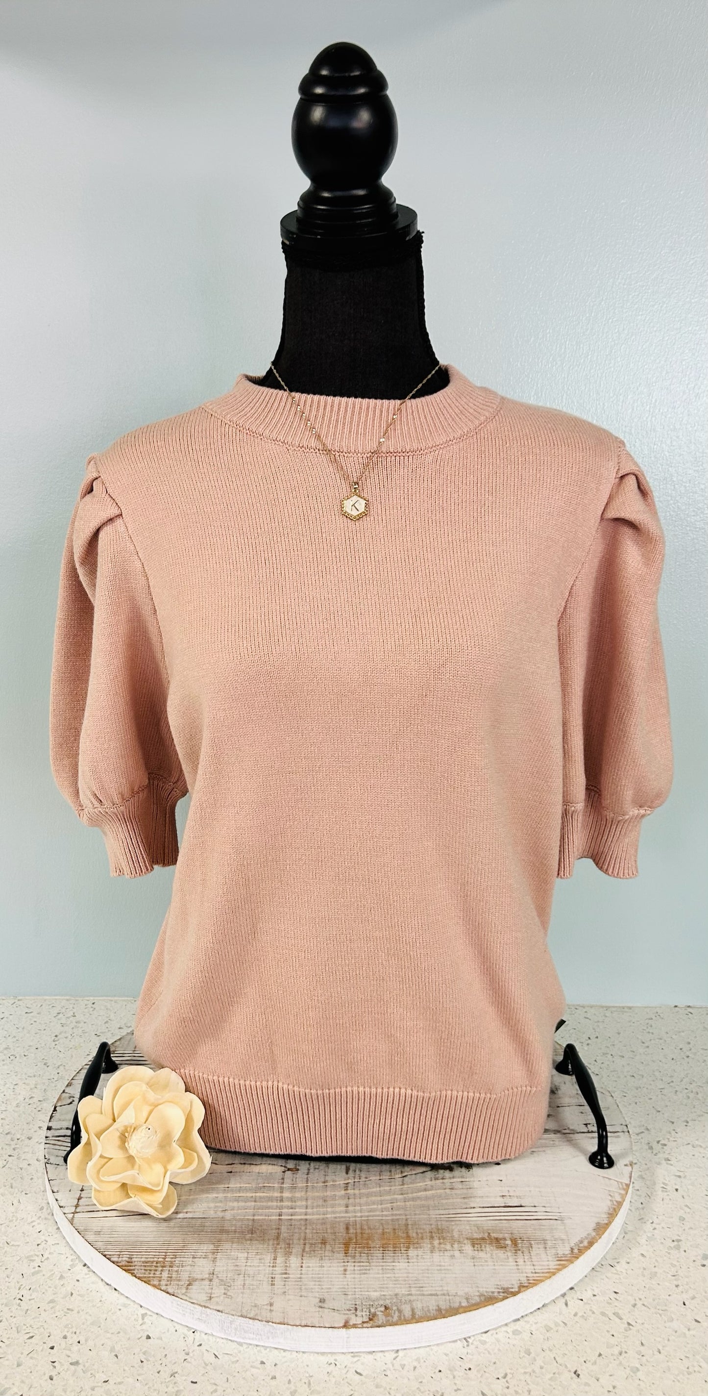apricot short sleeve sweater
