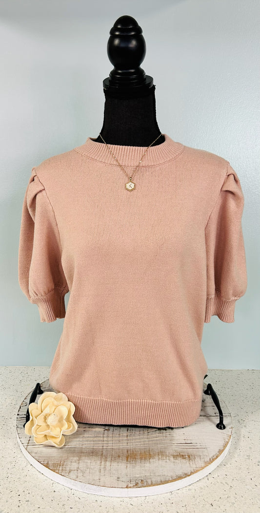 apricot short sleeve sweater