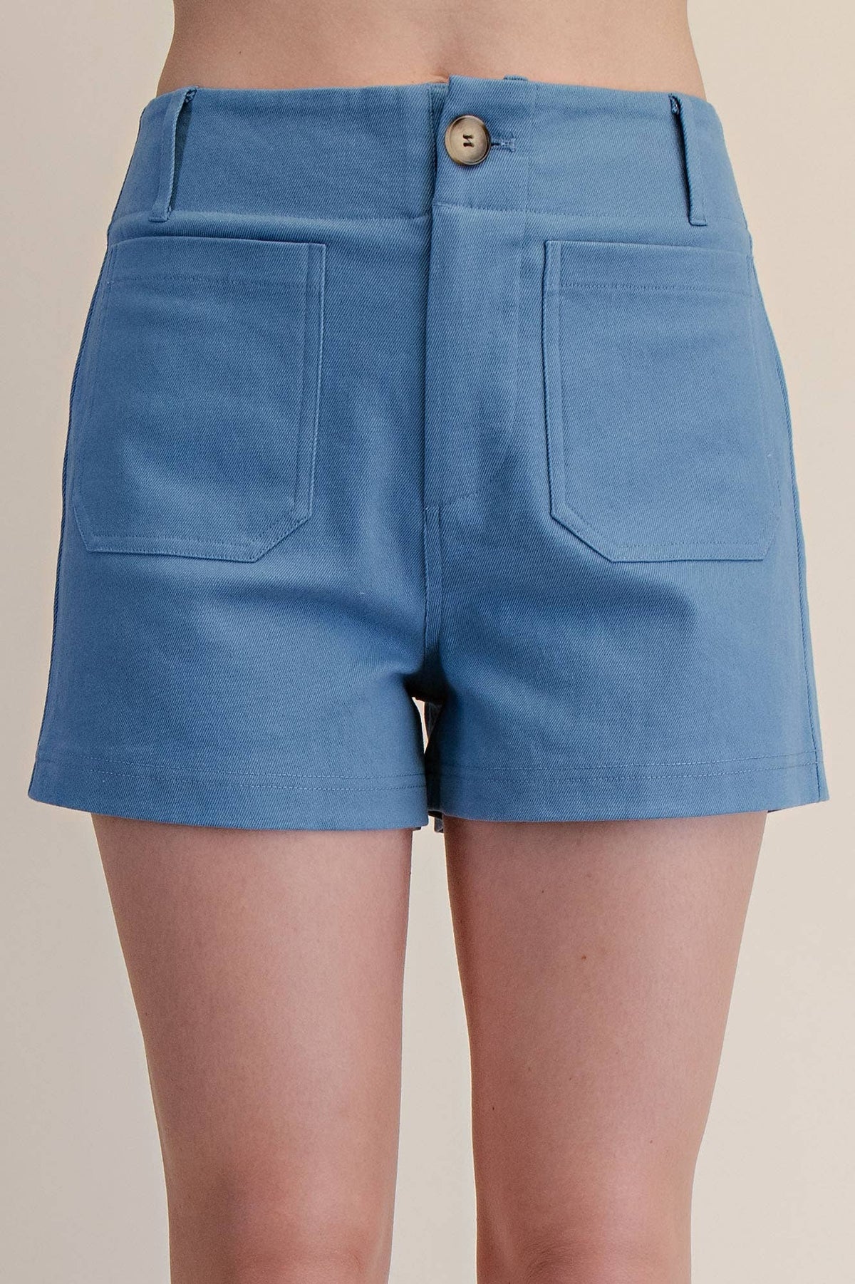 Stretch Shorts High Waist Front Pocket- Red