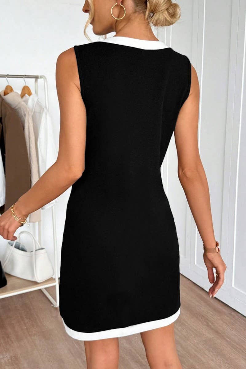 Sleeveless Patchwork Slim Midi Dress