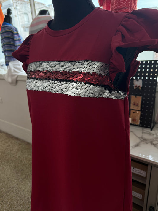 Maroon Sparkle Shift Dress