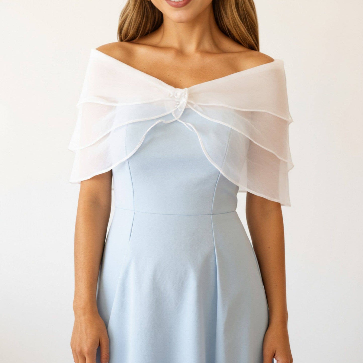 Shoulder Shawl with Layered Ruffle Trim