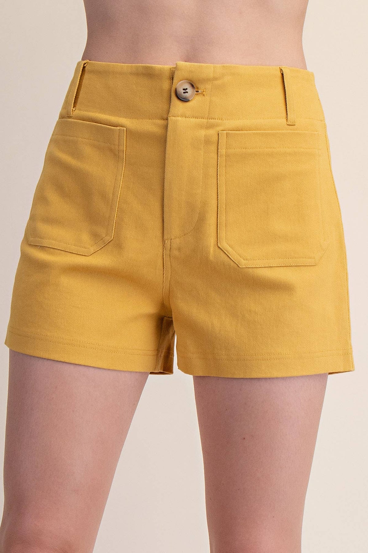 Stretch Shorts High Waist Front Pocket- Red