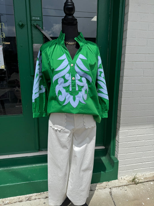 Green Garden Scroll Top