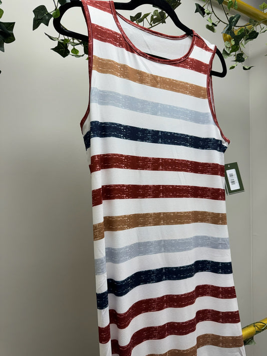 Rustic Stripes Sleeveless Maxi Dress