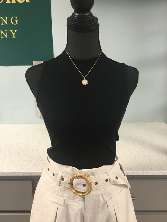 basic high neck crop top tank