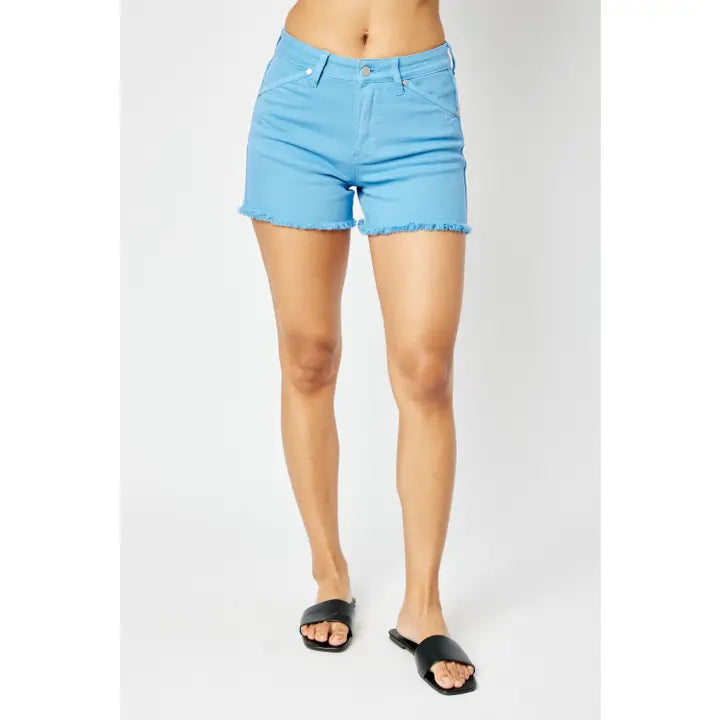 Blue Fray Hem and Shield Pockets