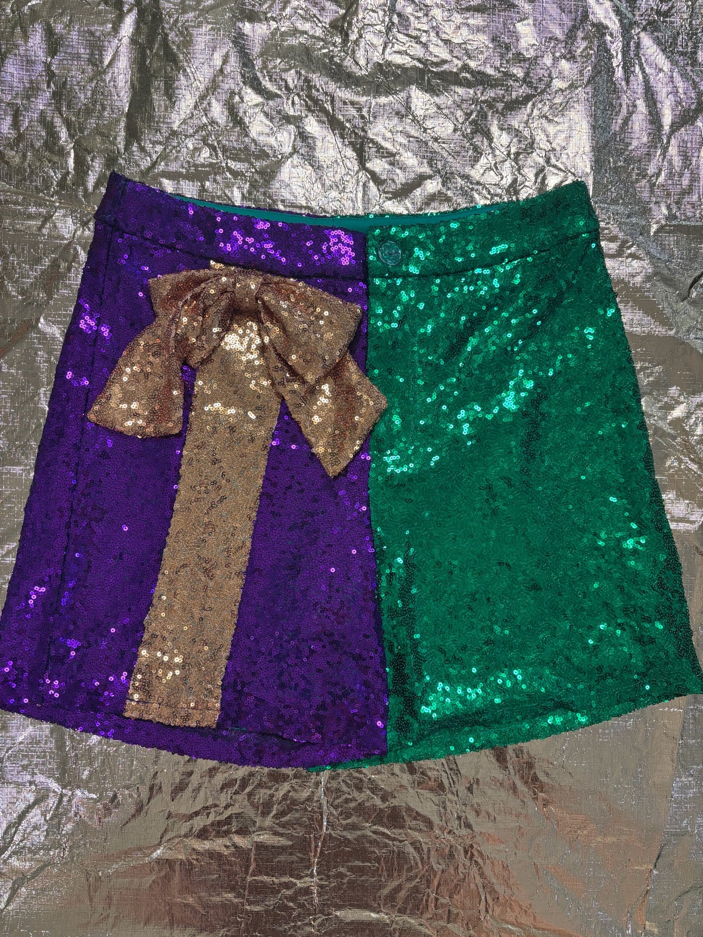 mardi gras glitter oversized bow shorts