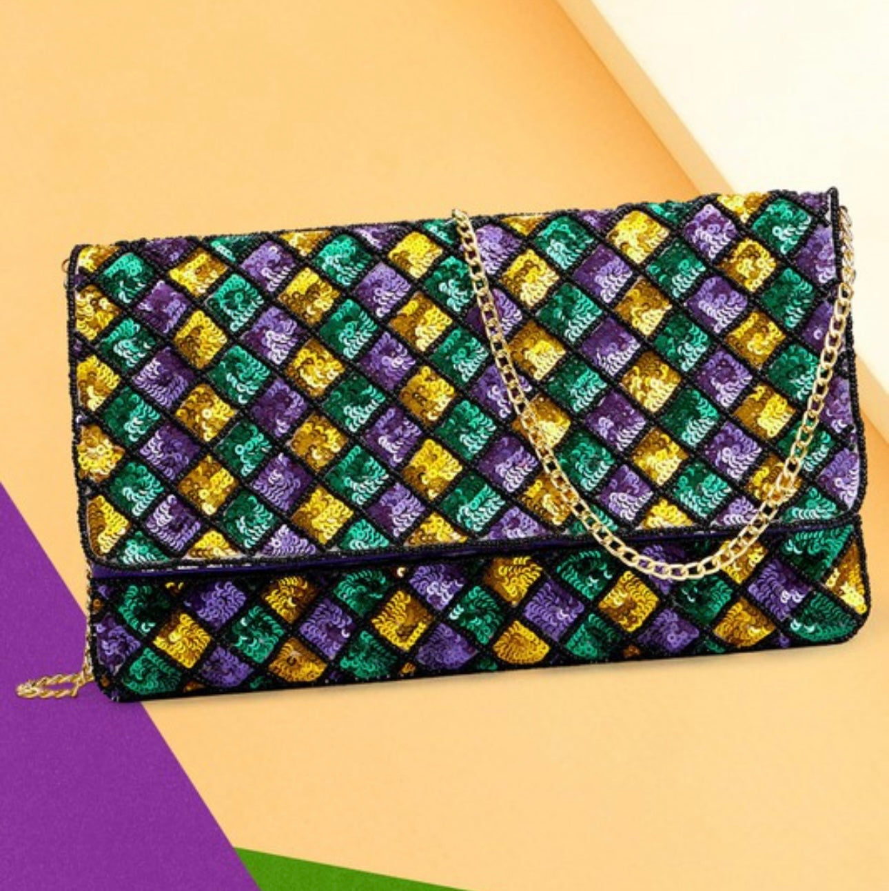 Mardi Gras Sequin Crossbody