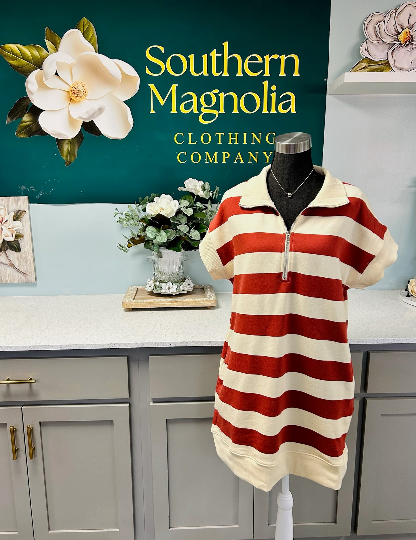 Striped Zip Pocket Dress