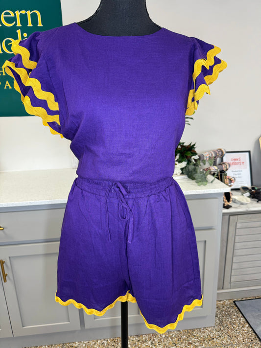 Purple and Gold Short Set