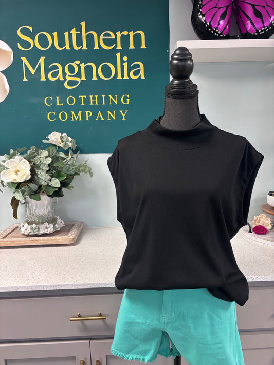 Black Sleeveless Mockneck