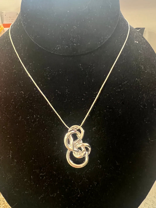 Silver Love knot 10 inch necklace