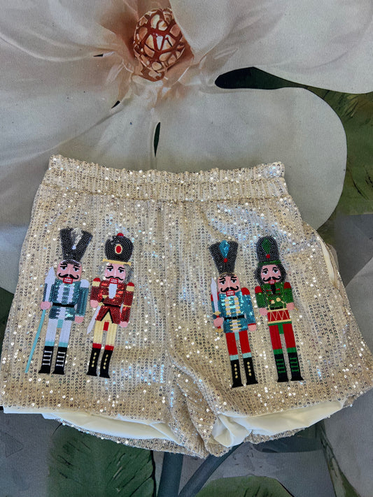 Christmas Sequin Nutcracker Shorts