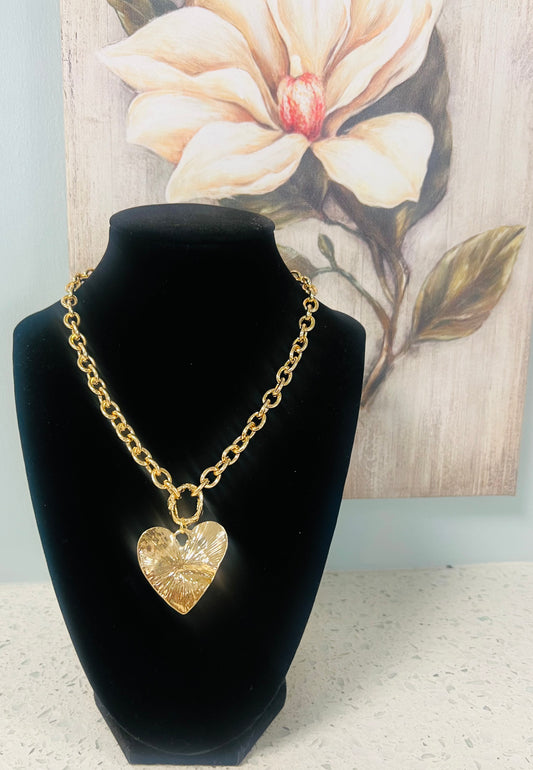 Gold Hammered Heart