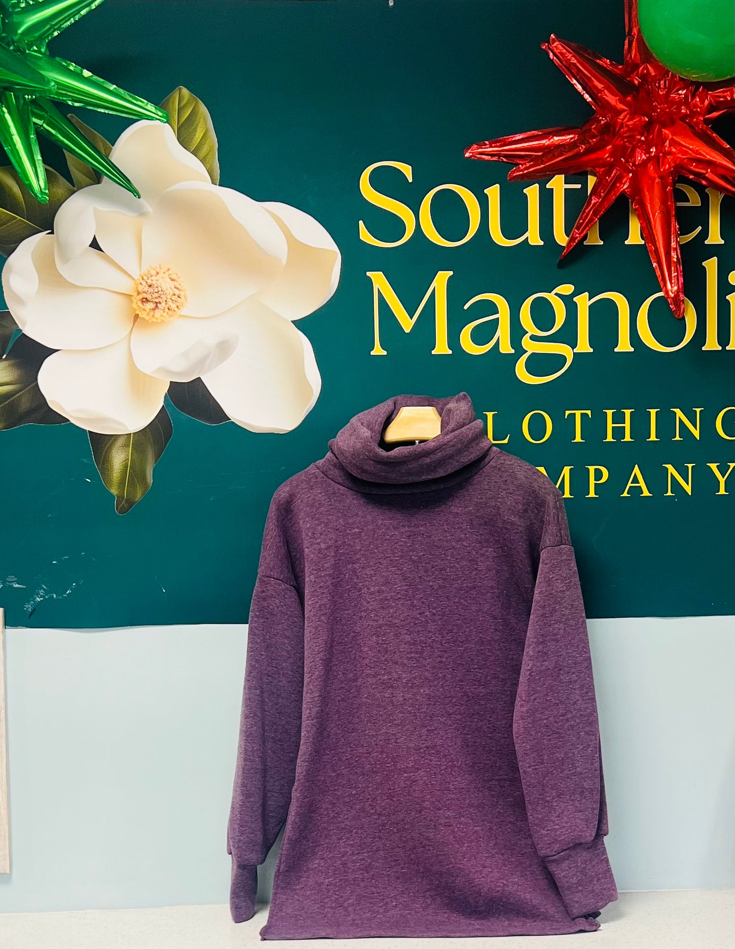 Solid Turtle Neck Cozy Tunic Top With Side Slit