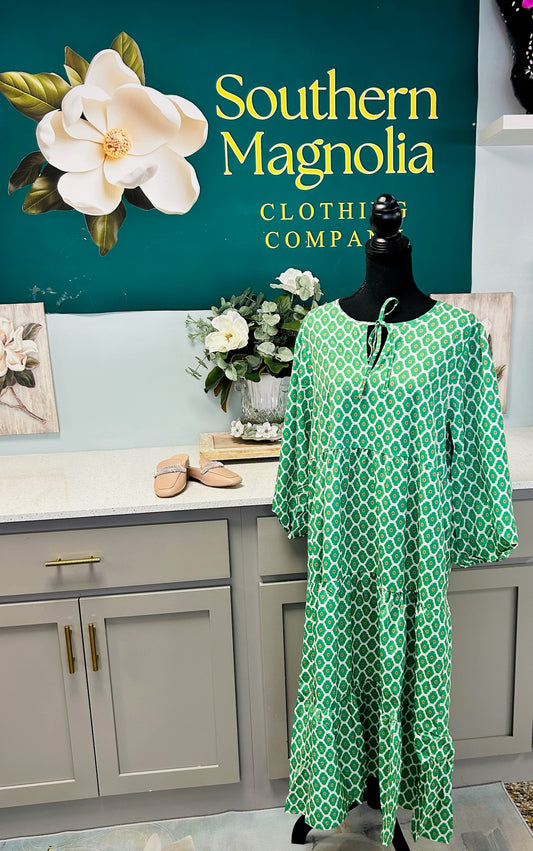 Green Floral Midi Dress