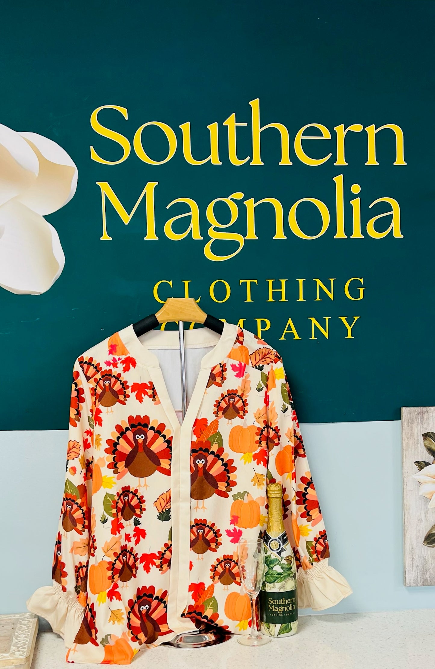 Thanksgiving Turkey Long Sleeve Ruff Cuff Sleeves