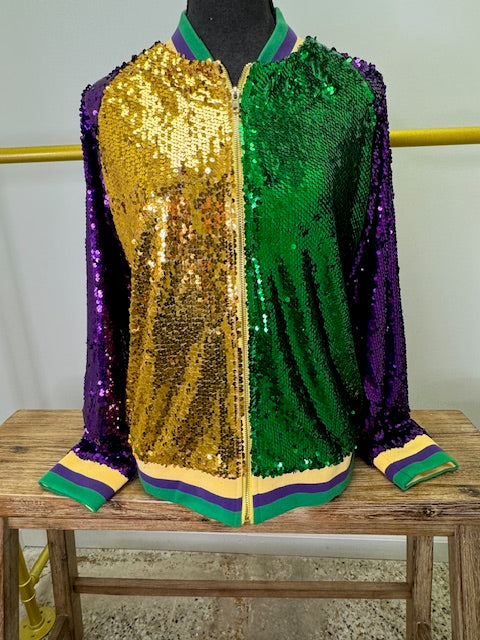 Mardi Gras Sequin Bomber Jacket 6534