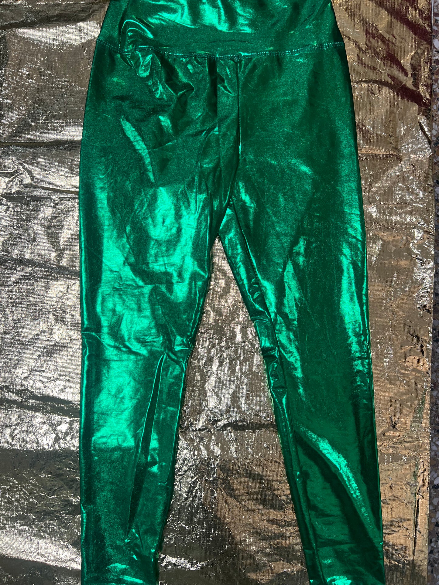 Green Shiny Metallic Pants