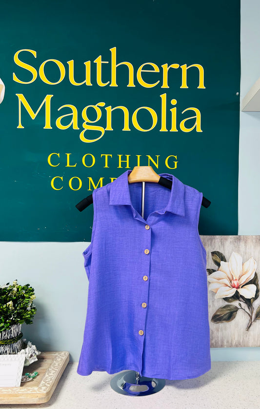 Lavender Collar Button Up Top