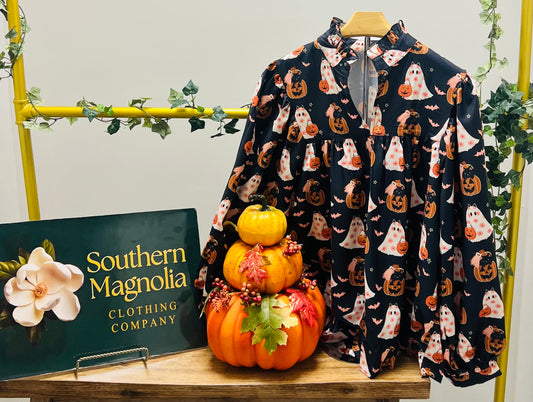 Pumpkin & Ghost Halloween Long Sleeve
