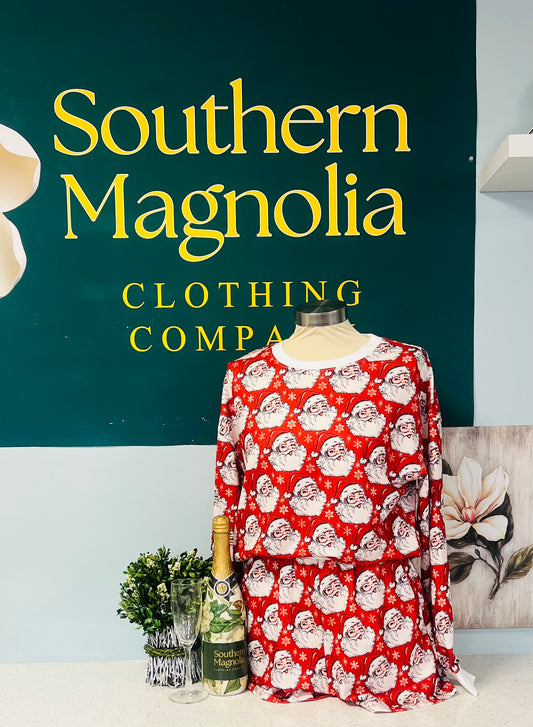 Red Santa Matching Short Set w/Long Sleeve
