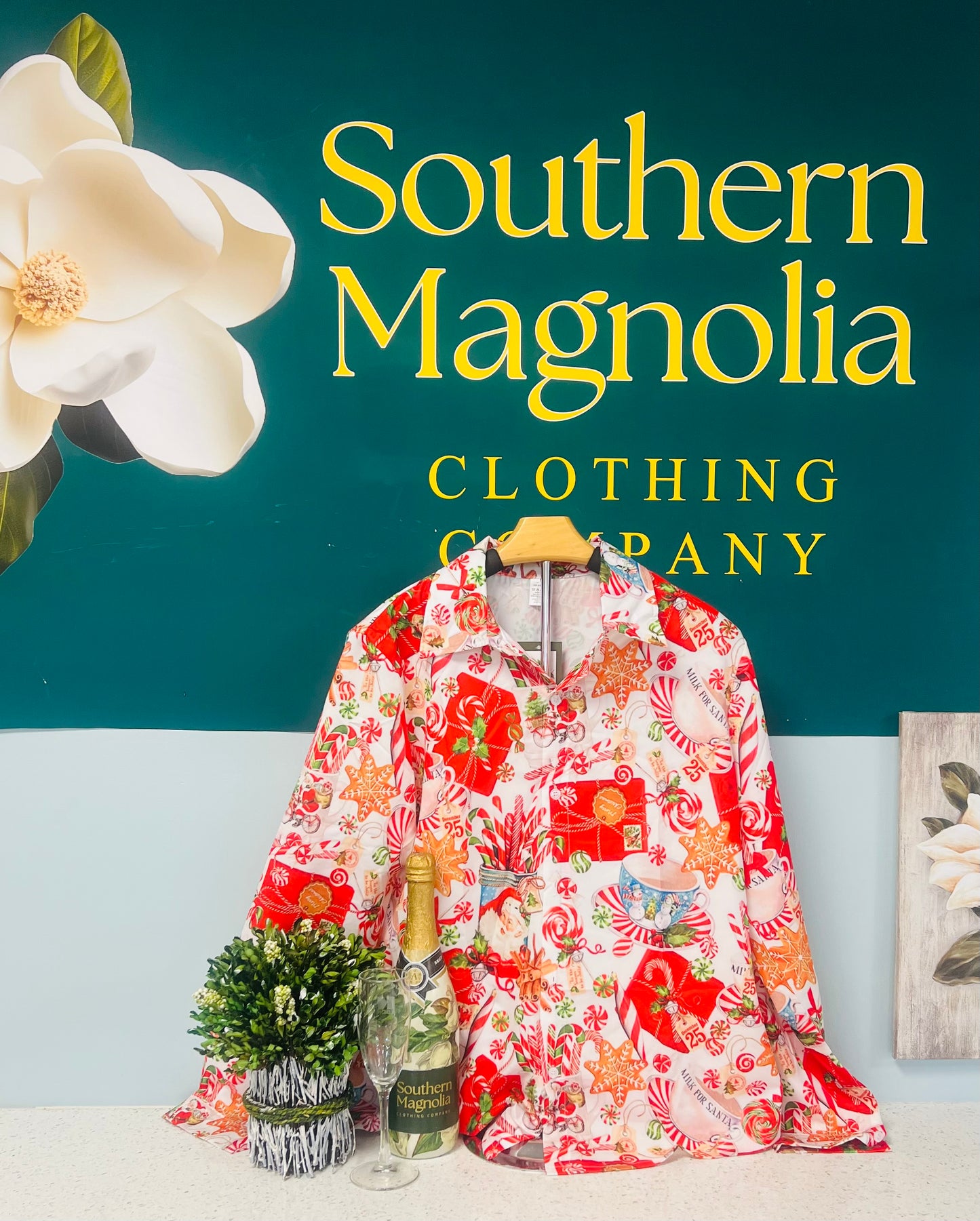 Christmas Treats Long Sleeve Button Up