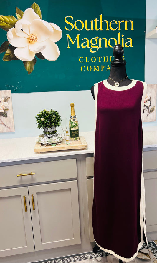 Maroon Sport Long Sleeveless Dress