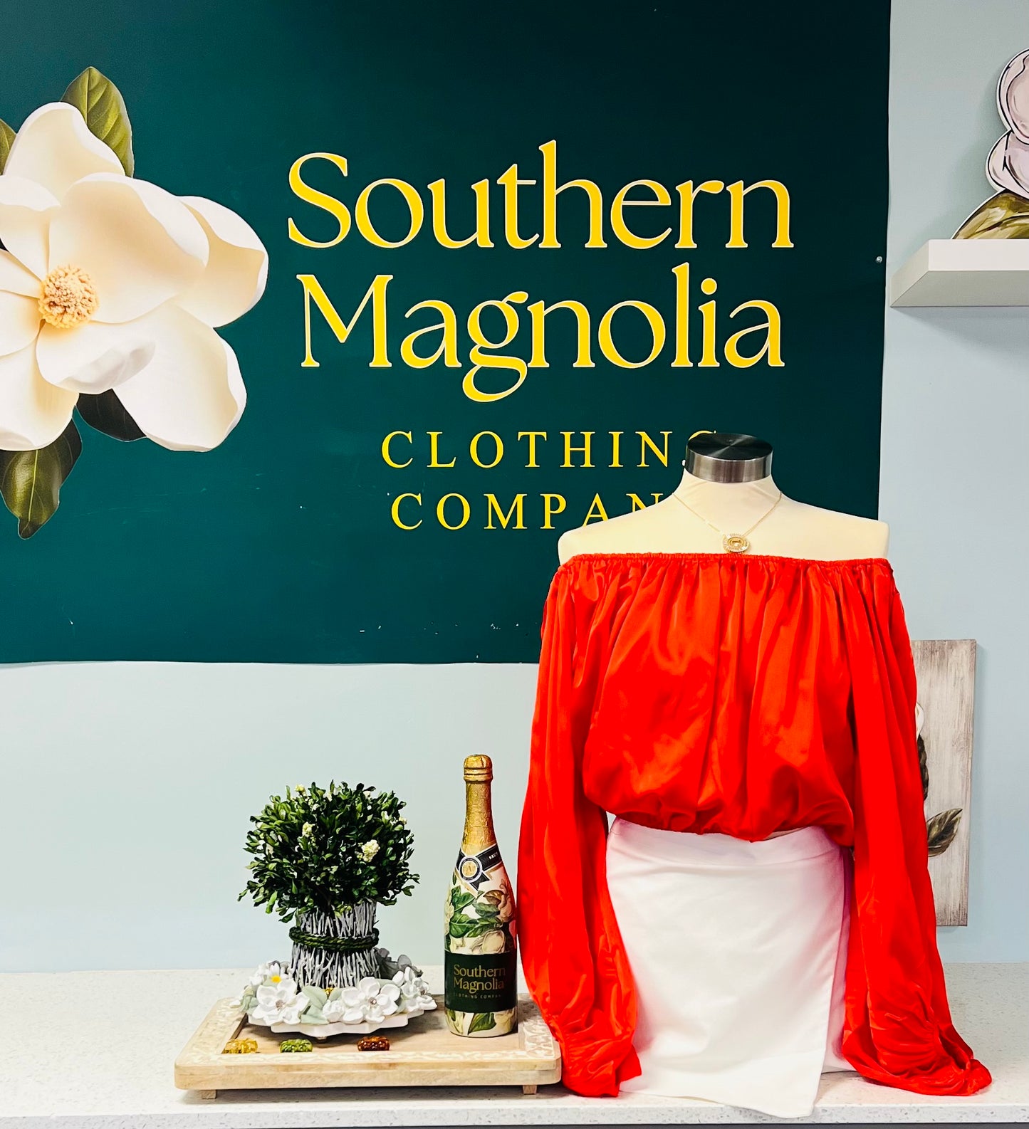 Red Orange Long Sleeve Off The Shoulder Top