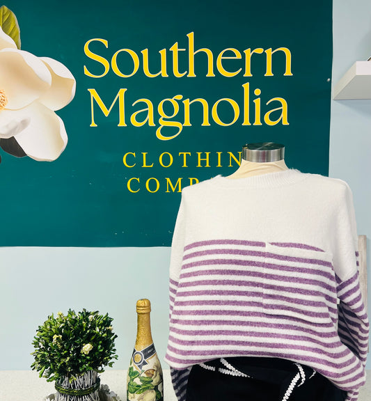 Purple Chest Pocket, Crew Neck, Long Sleeve Sweater