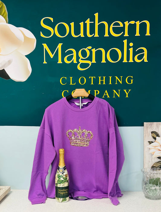 Royal Crown Sequin Sweatshirt Light Purple