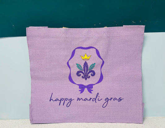 Happy Mardi Bow Carryall Tote Light Purple