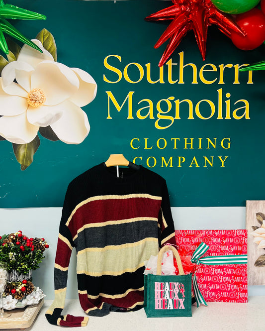 Relaxed Loose Classic Striped Crew Neck Sweater