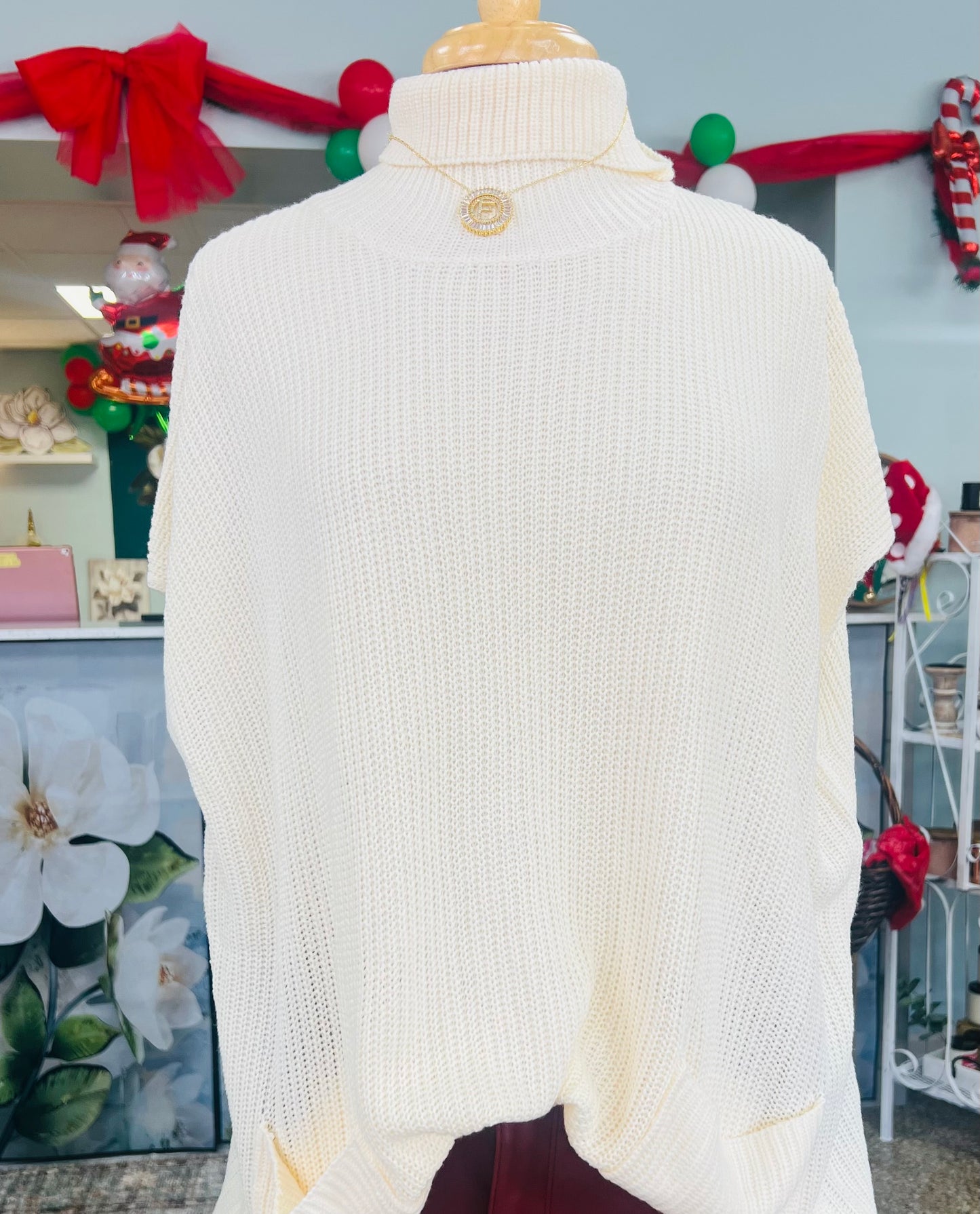 Casual Turtleneck Pocketed Short Sleeve Tunic