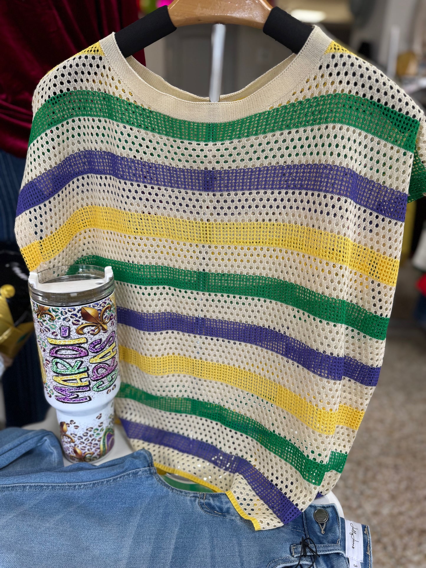 Mardi Gras Dolman Sleeve Top