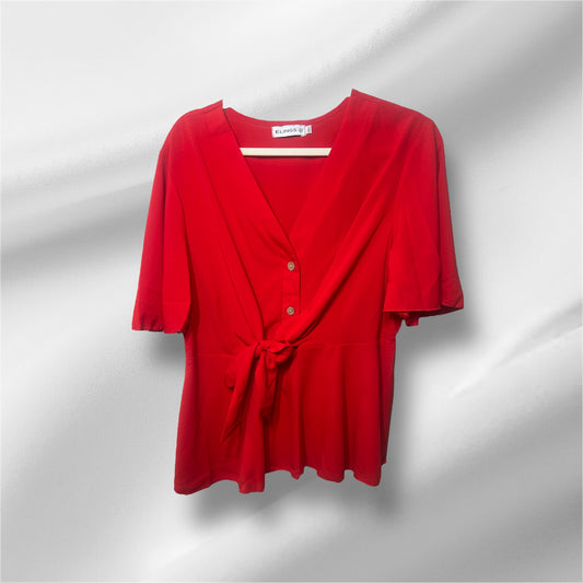 Tie Front V Neck Blouse