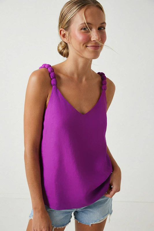 V-neck Tank With Strap Accent
