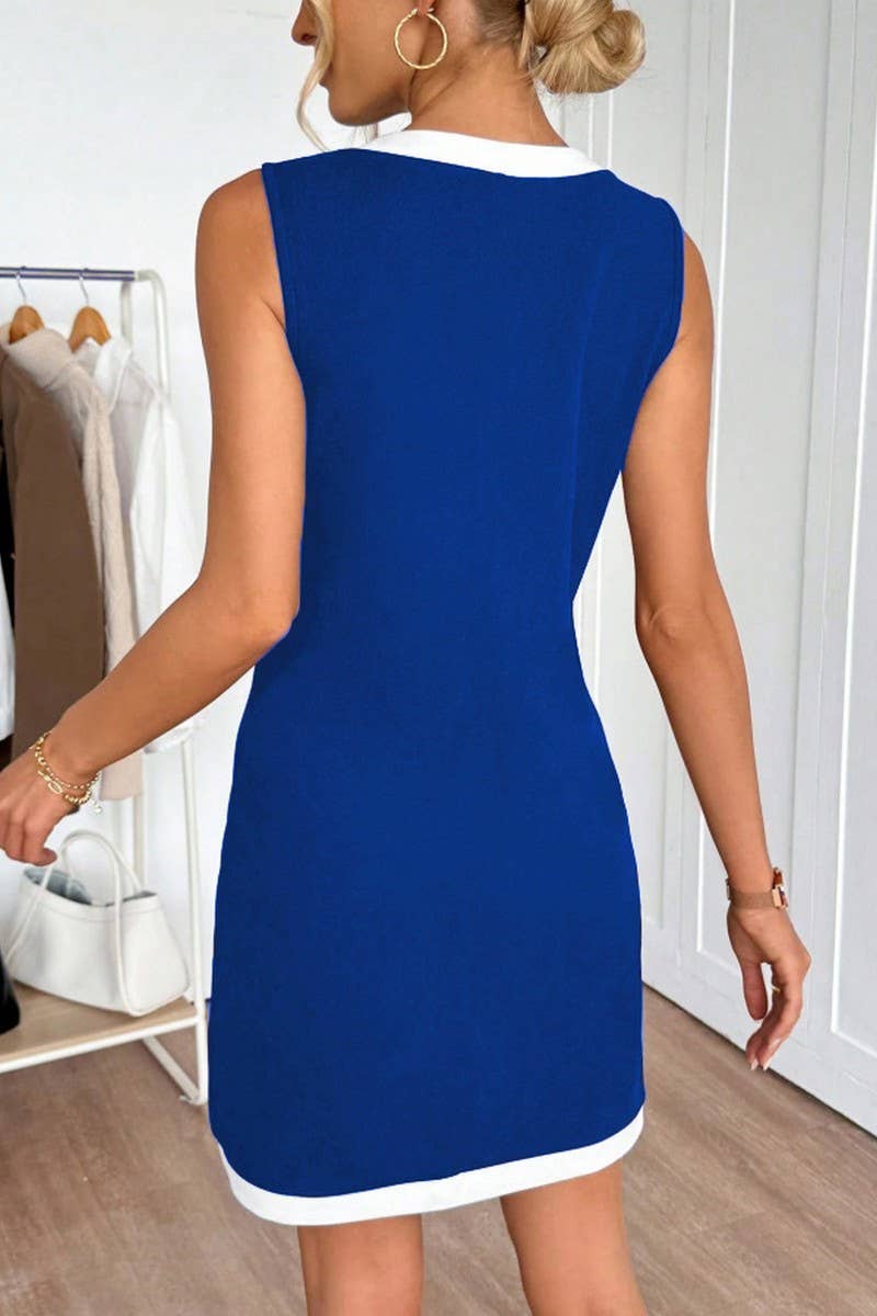Sleeveless Patchwork Slim Midi Dress