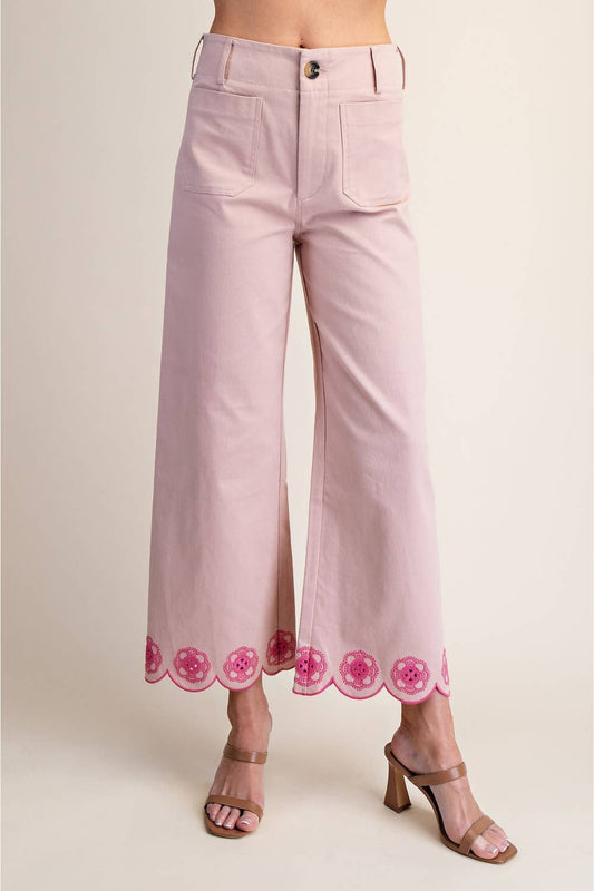 Colette Scallop-Hem Wide-Leg Pants