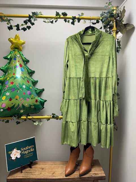 Reverseable Velvet Green Christmas Dress