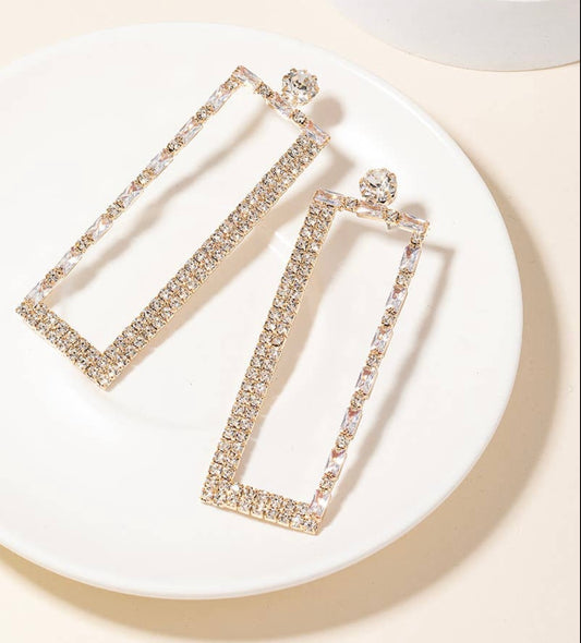 Rhinestone Rec. Earring 8155